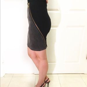 Ted Baker Denim and Jersey Zip Detail Mini Skirt